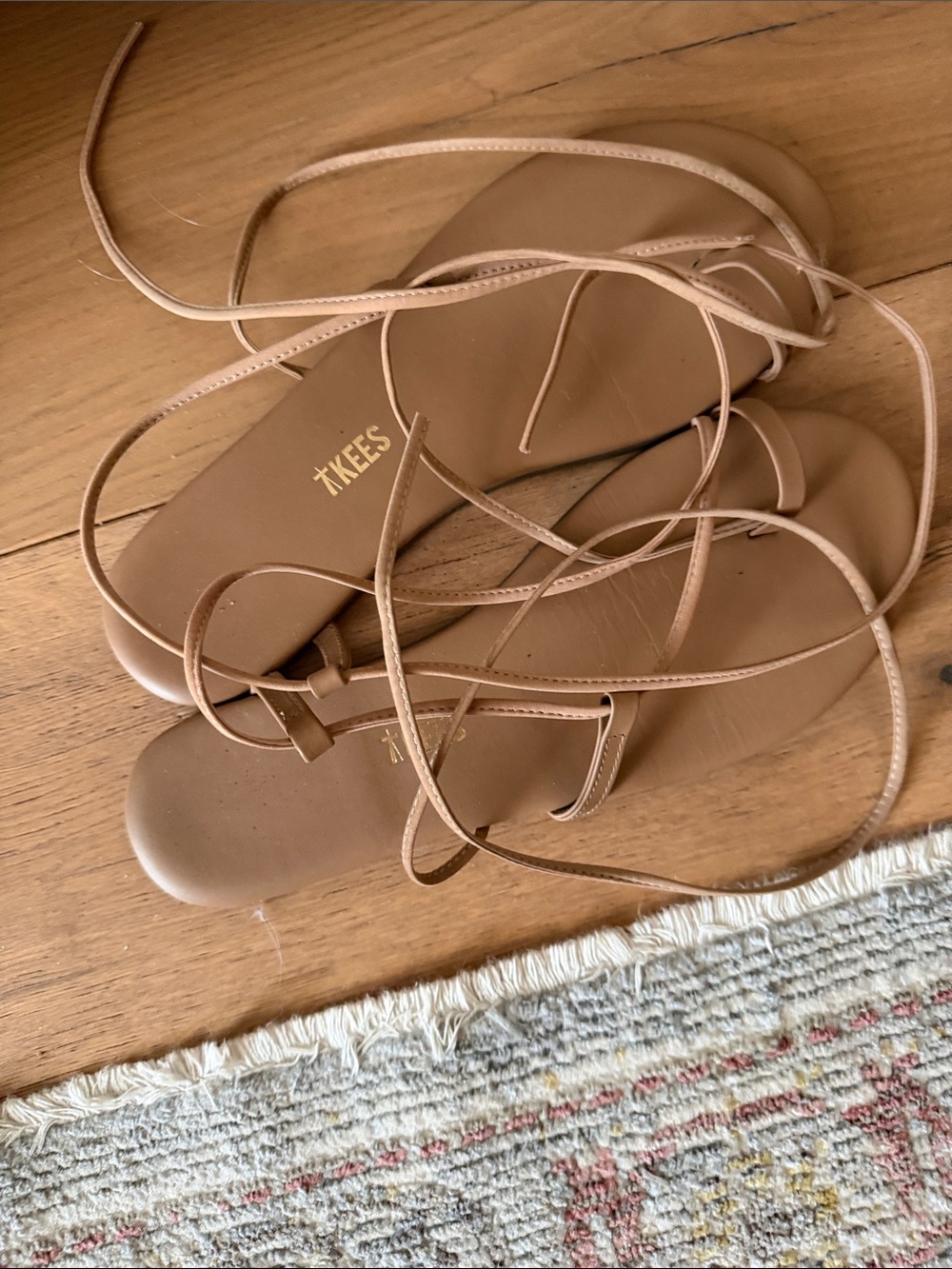 TKEES Women's Tan Lace-Up Minimalist Sandals